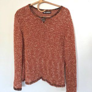 Ani Barre Orange Brown Sweater Womens Round Neck